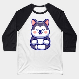 Cute baby husky meditation cartoon Baseball T-Shirt